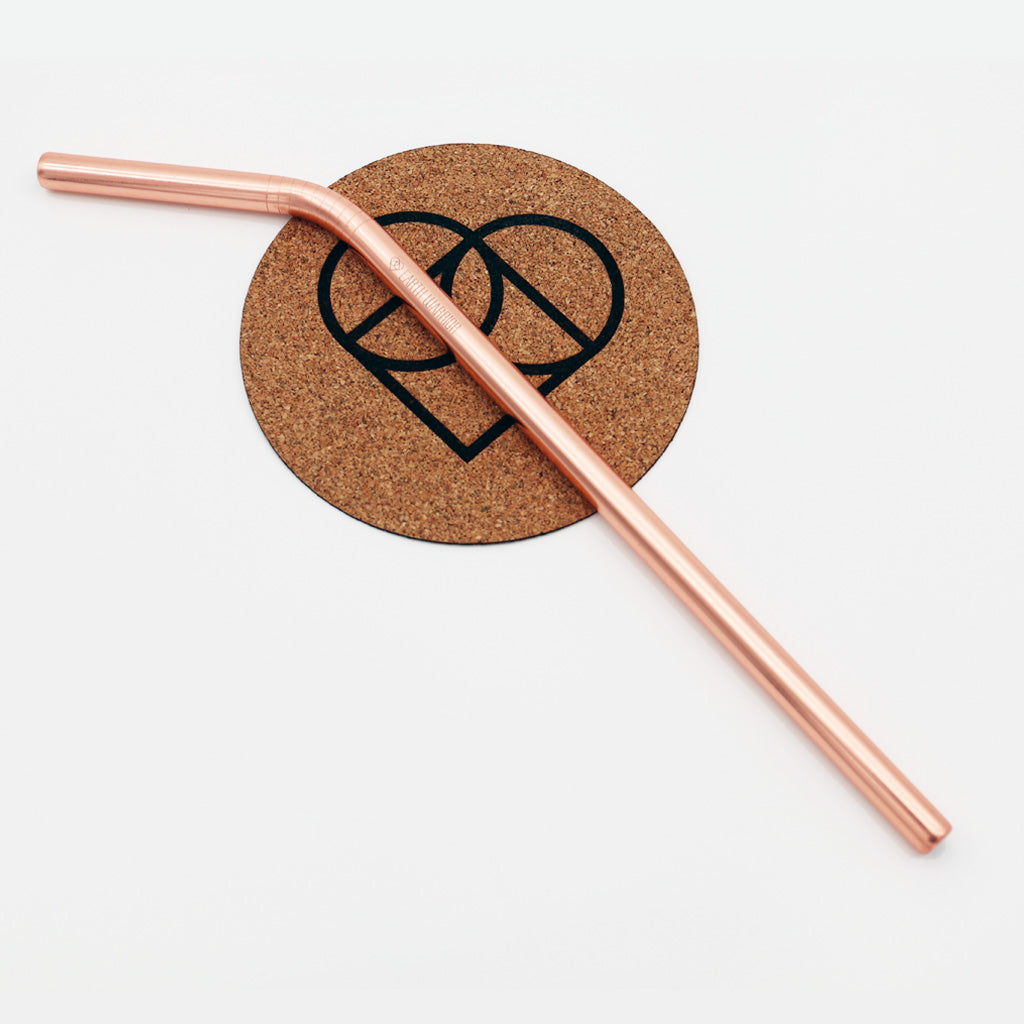 Stainless Steel Reusable Straws | Rose Gold | Curved | Earth Warrior™ | South Africa